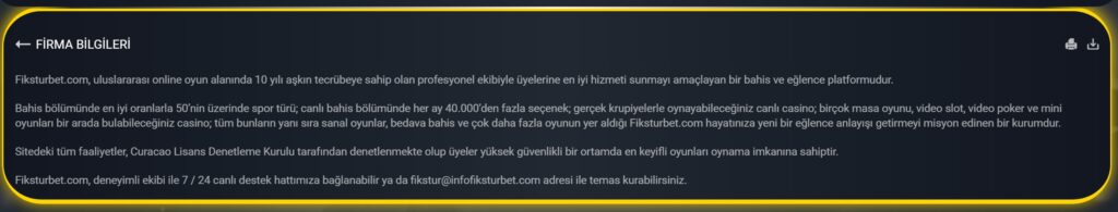 fiksturbet lisans bilgileri